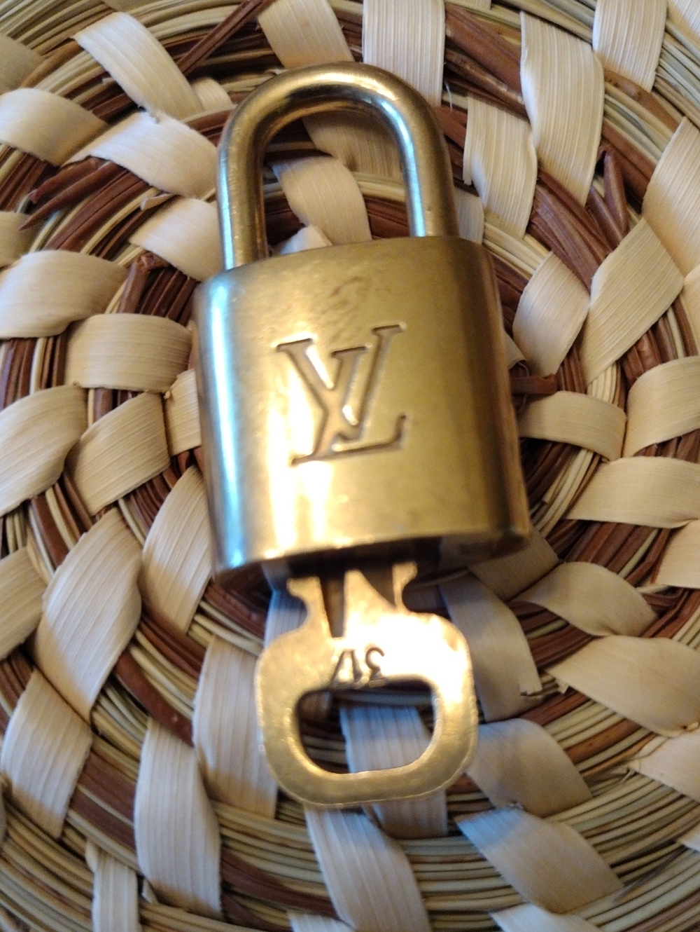 Louis Vuitton Gold Padlock and Key Charm Lucky Number 317